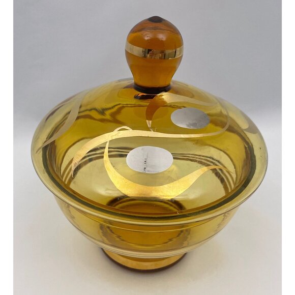 Vintage lidded jar, Bohemia Czechoslovakia Glass, Handmade Crystalex candy dish - Picture 3 of 10